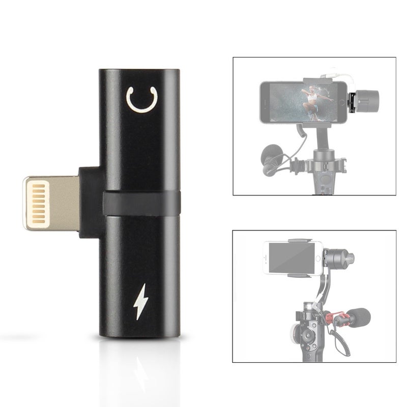 HolaFoto 2in1 Adapter, Charge and Earpod Audio Adapter Attach Microphone to Gimbal for Zhiyun Smooth 5S Smooth5 4 Q3 q2 q DJI Osmo Mobile 2 Feiyu Vimble for iPhone14 13 12 Xs Max XR X 8 Plus 7 Plus 6S - Image 3
